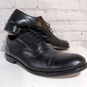 John Varvatos Luxe Sz 9.5 Mens Black Cap Toe Derby Oxford Shoes